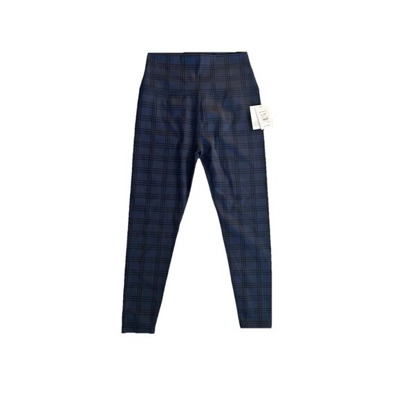 Beyond Yoga High Waisted Midi Plaid Leggings Blue Size Large Festive Winter - Picture 2 of 9